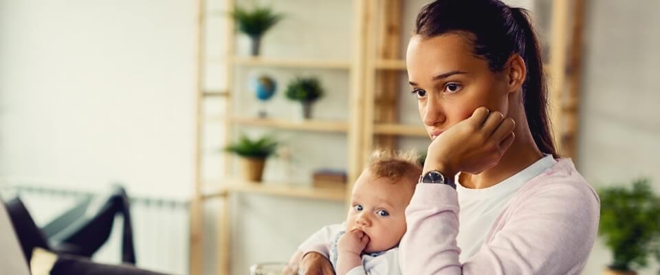 Woman suffering from postpartum depression